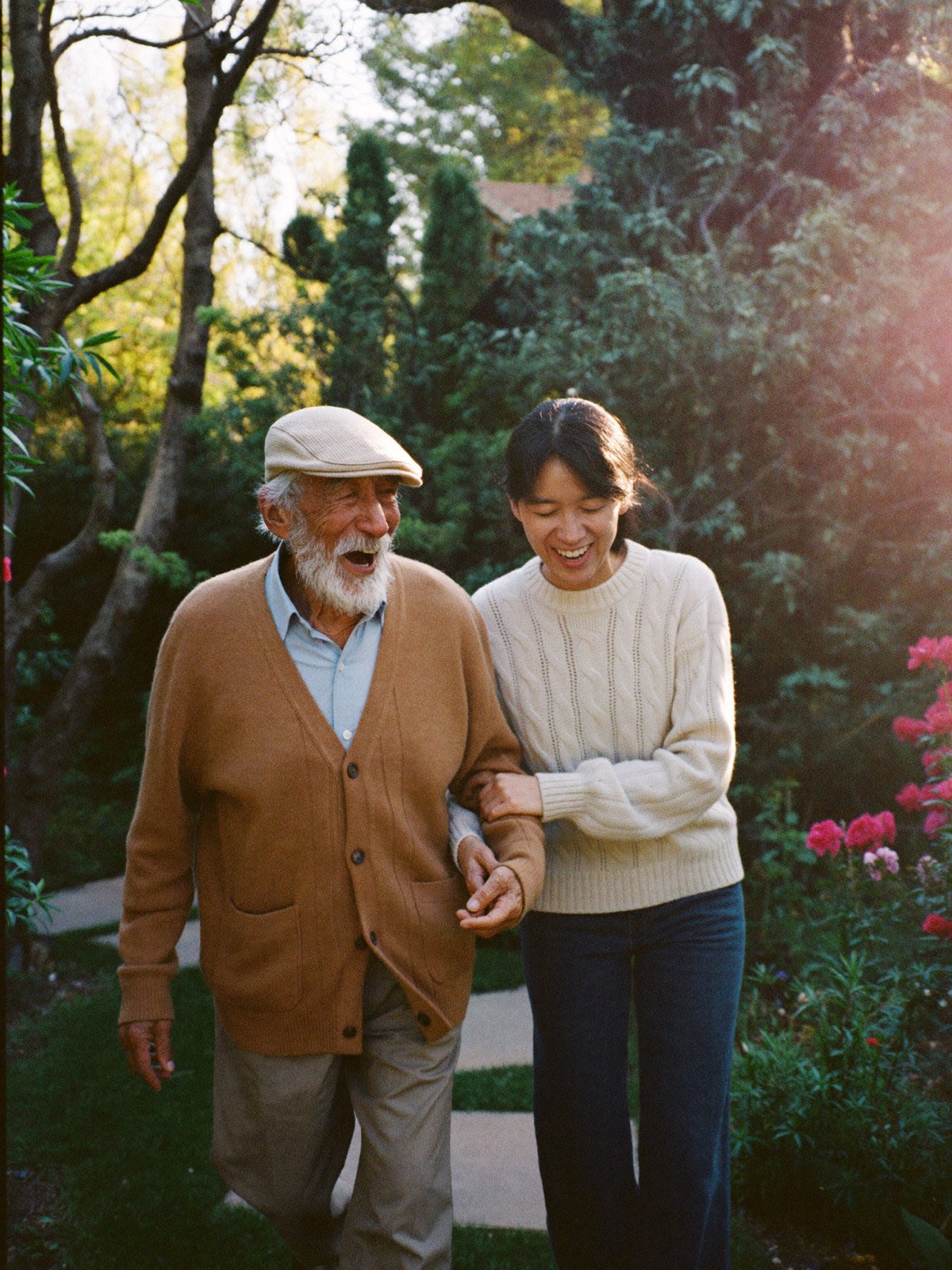Garden walk at golden hour — one of the generated photos